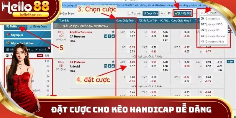 Đặt cược cho kèo Handicap dễ dàng